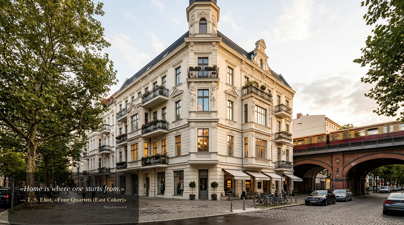 Sanierter Altbau am Savignyplatz in Berlin‑Charlottenburg bei goldenem Licht – Wohnung kaufen Charlottenburg.