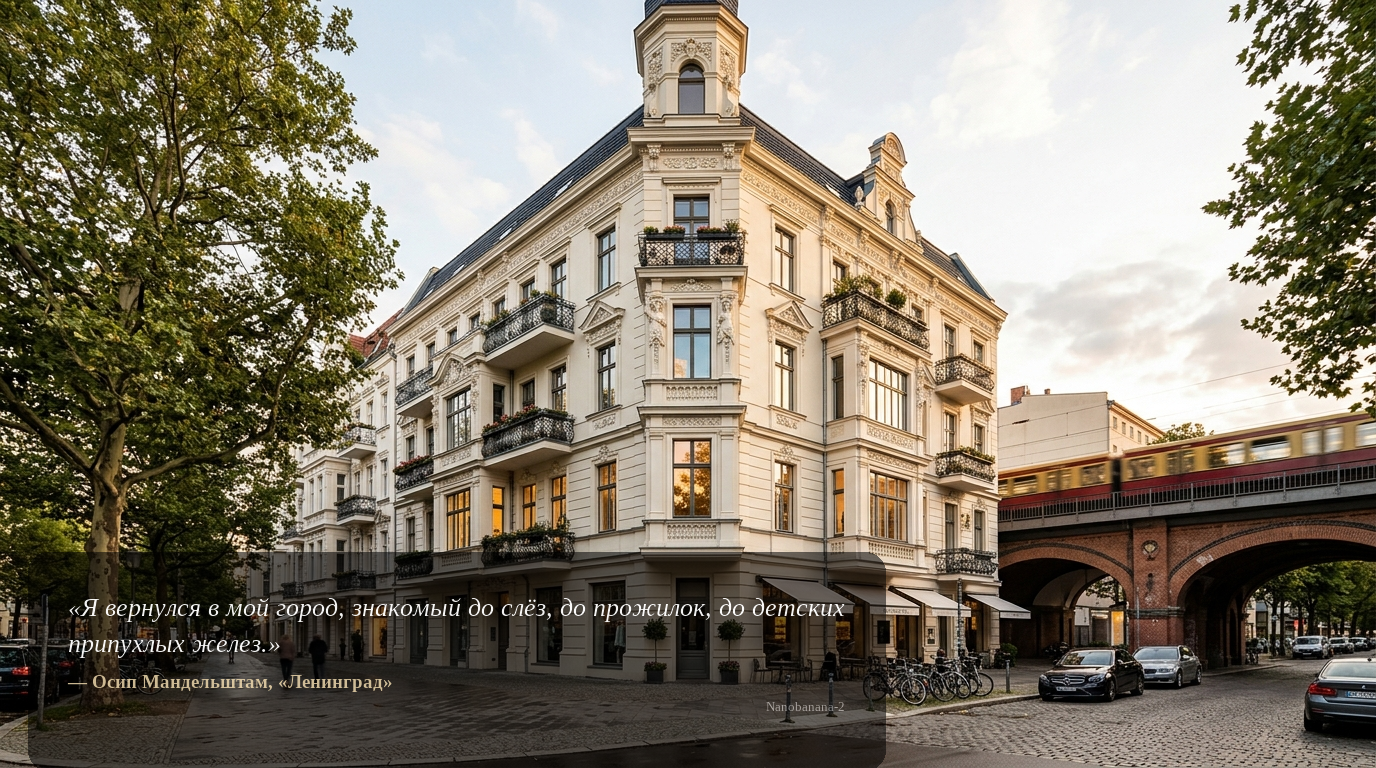 Sanierter Altbau am Savignyplatz in Berlin‑Charlottenburg bei goldenem Licht – Wohnung kaufen Charlottenburg.